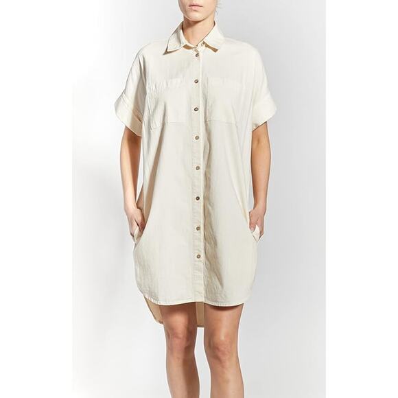 OAT New York Khaki Oversized Button Up Shirt Dress Small - Picture 3 of 7